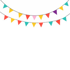 Obraz premium Colorful triangular bunting flags on strings