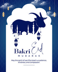Blue and White Illustrated Bakri Eid © Festival_Templates