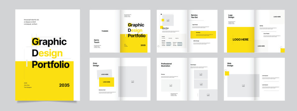 Minimalist Clean Graphic Design Portfolio Layout Template Professional Creative design