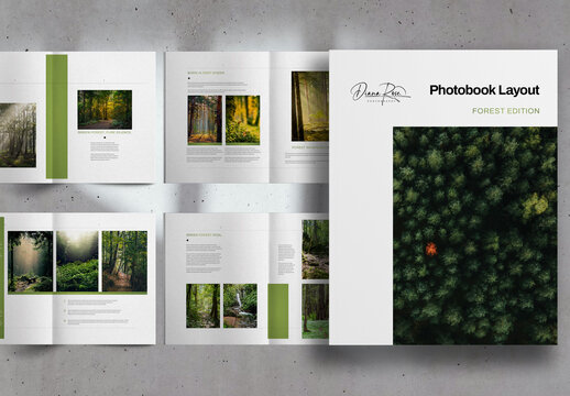 Deep Green Forest Photobook Brochure Layout