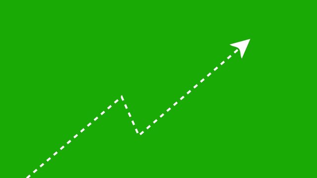 Dotted zigzag up arrow icon animation. dotted curved line motion graphics. dashed arrow line curving 4k video footage.