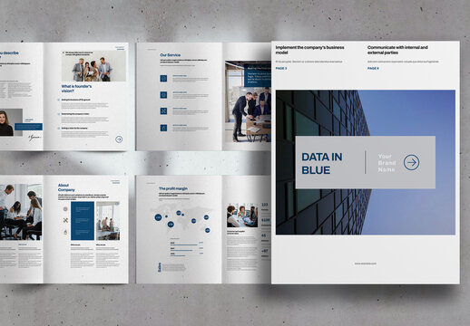 Clean Blue Data Company Profile Brochure Layout
