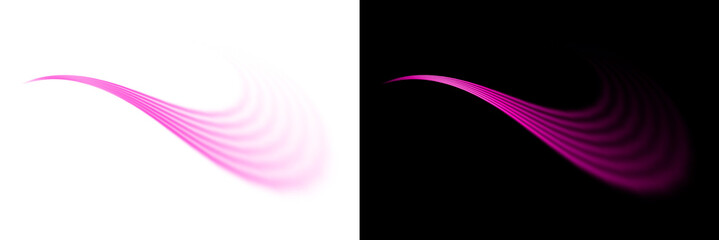 Abstract pink light streak effect on transparent background for overlay design motion speed blur energy glow futuristic wave. © Design_Tree1