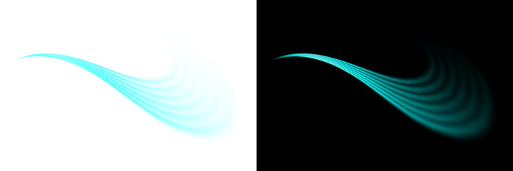 Abstract turquoise light streak effect on transparent background for overlay design motion speed blur energy glow futuristic wave. © Design_Tree1