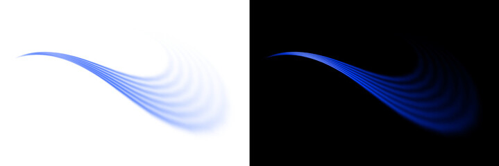 Abstract blue light streak effect on transparent background for overlay design motion speed blur energy glow futuristic wave. © Design_Tree1
