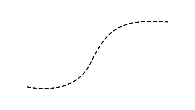 Dotted Moving line animation. line path from left to right motion graphics. Zigzag line 4k video.