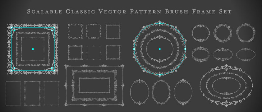 Editable Vector Pattern Brush & Frame Set with Adjustable Stroke Weight
