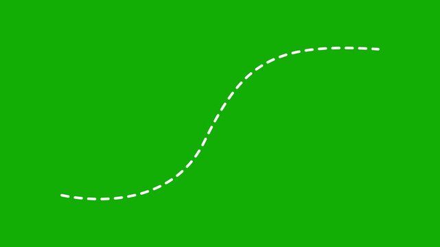 Dotted Moving line animation. line path from left to right motion graphics. Zigzag line 4k video.