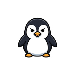 Fototapeta premium Cute cartoon penguin with an angry expression.