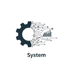 Obraz premium Digital System Technology Concept with Gear and Network.