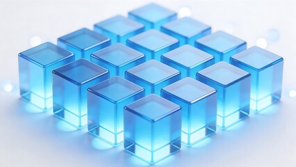 Obraz premium Blue translucent cubes arranged in a grid