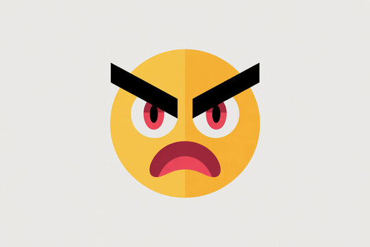 A cartoon emoji with an angry face and furrowed eyebrows