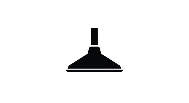 A minimalist black silhouette of a showerhead against a white background silhouette