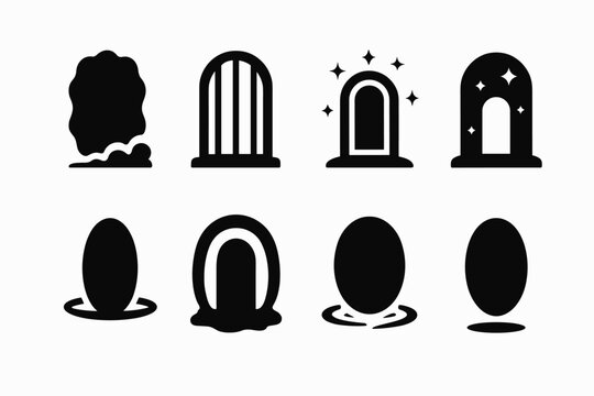Ethereal Cosmic Icons. Ethereal cosmic doorways. Filled icon set of ethereal cosmic doorways: mist portal,