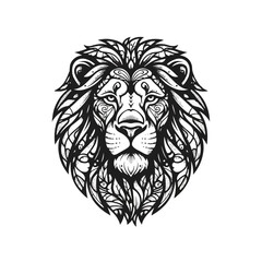 Obraz premium Intricate Lion Head Illustration with Decorative Mane.