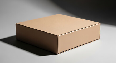 Naklejka premium Blank cardboard shipping box isolated on neutral background.
