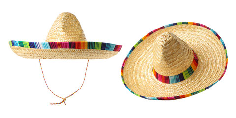 Fototapeta premium Sombrero with colorful band for Cinco De Mayo fiesta, PNG