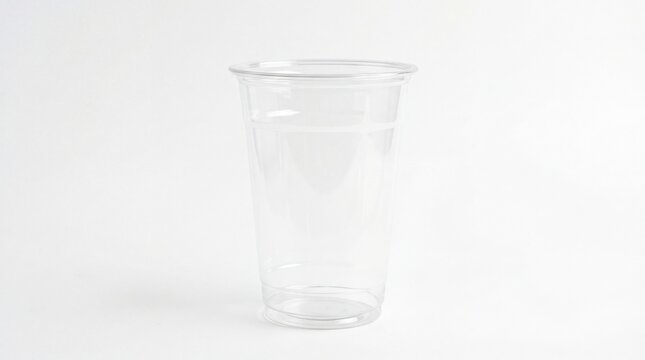 A standard clear plastic cup designed for cold beverages like iced coffee tea or soft drinks