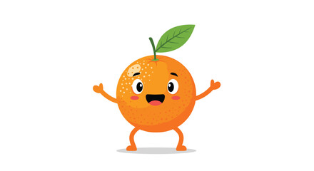 Obraz premium Cheerful cartoon orange character with a happy face, arms, and legs standing with a joyful expression on a white background.