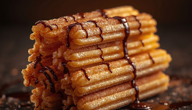 Golden Churros with Chocolate Drizzle
