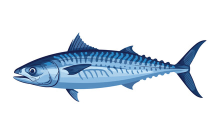 Fototapeta premium Colorful and detailed illustration of a mackerel fish showing its distinctive striped pattern and sleek body.
