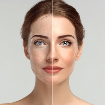 before after patch test reaction, irritation vs normal skin, dermatology testing concept,