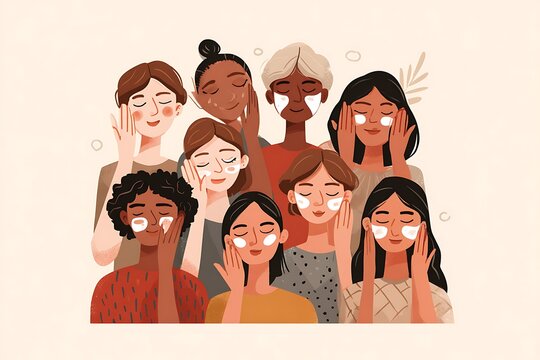 diverse people patch testing skincare, inclusive skin tones, prevention concept
