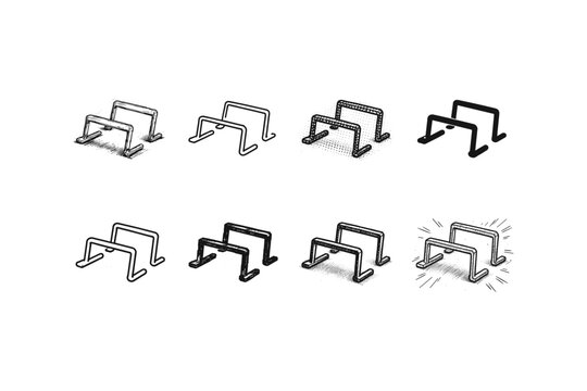 Collection of hand-drawn parallel bars for fitness and exercise routines