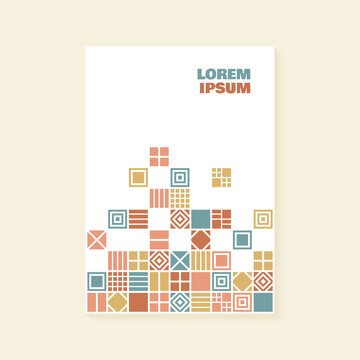 Minimalist book cover design with geometric mosaic tiles and copy space