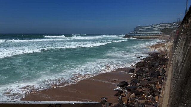 Waves at Paria Grande Beach in Portugal in the afternoon