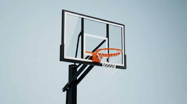 Basketball hoop with orange rim.