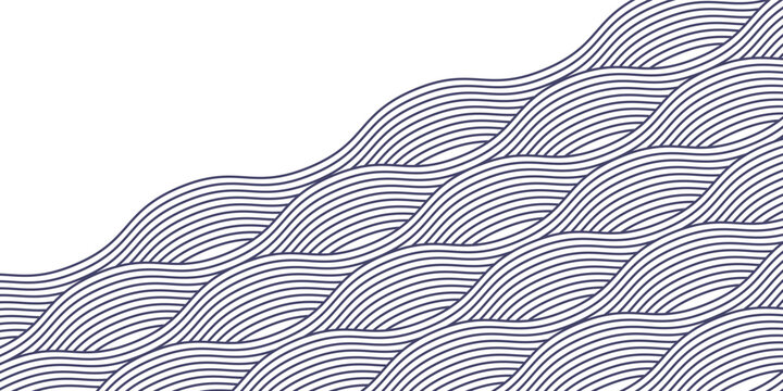 Blue water wave line pattern background. Vector illustration. Japanese style concept.