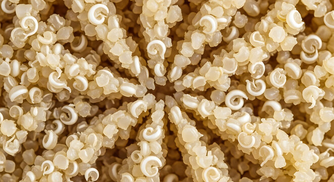 Feathery Light Organic Quinoa Grain Cooked Curled Germ