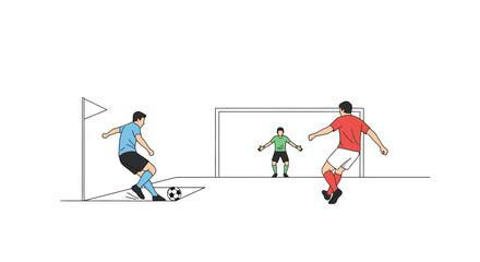 Fototapeta premium Soccer players in action kicking ball.