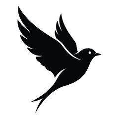 Fototapeta premium Black silhouette of a bird flying in the air freely icon