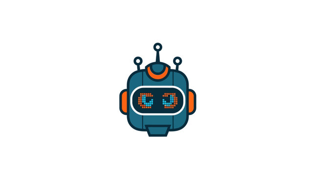 A cartoon robot head with antennae.