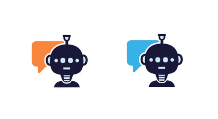Fototapeta premium Two Robot Heads with Speech Bubbles.