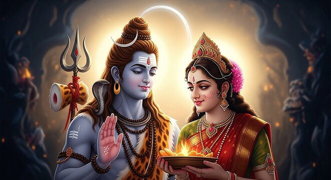Hindu Couple Shiva and Parvati Ritual Ceremony.