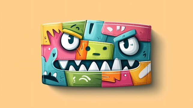 A humorous mask on an orange wall. An illustration on the theme of humor and character, masks, and humor.