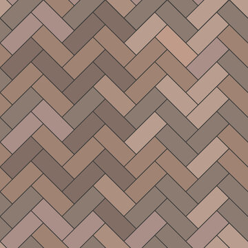 Seamless Herringbone Pattern Vector Background of Brown Tiled Floor or Wood Parquet Texture