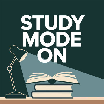 Desk lamp shining on books study mode