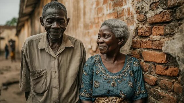 Portrait of dignified African elderly couple. Authentic scene depicts aging with grace. Stunning image captures wisdom, resilience. Beautiful senior faces, genuine emotions.