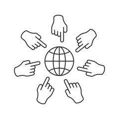 Obraz premium fingers pointing at globe illustration