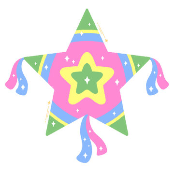 Colorful star lantern parcl with ribbons for Filipino Christmas celebration and festival.