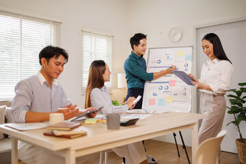 Fototapeta premium Business people collaborating on marketing strategy and data analysis