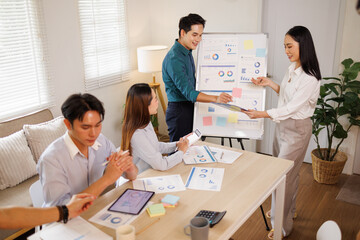 Fototapeta premium Business colleagues collaborating on strategy and data analysis