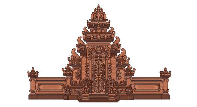 Intricate Balinese Temple Gate Detail, Traditional Architecture