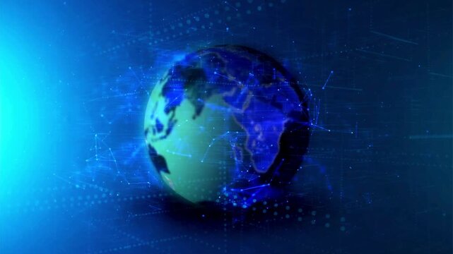 Abstract Blue Globe Background with Global Digital Connections and Technology Concept
