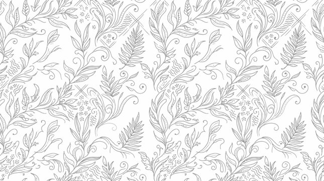 Elegant grayscale botanical leaf pattern with seamless texture for backgrounds and decor.