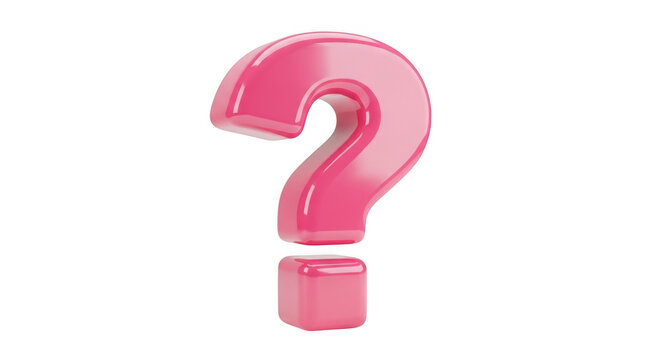 Glossy pink question mark isolated on transparent background